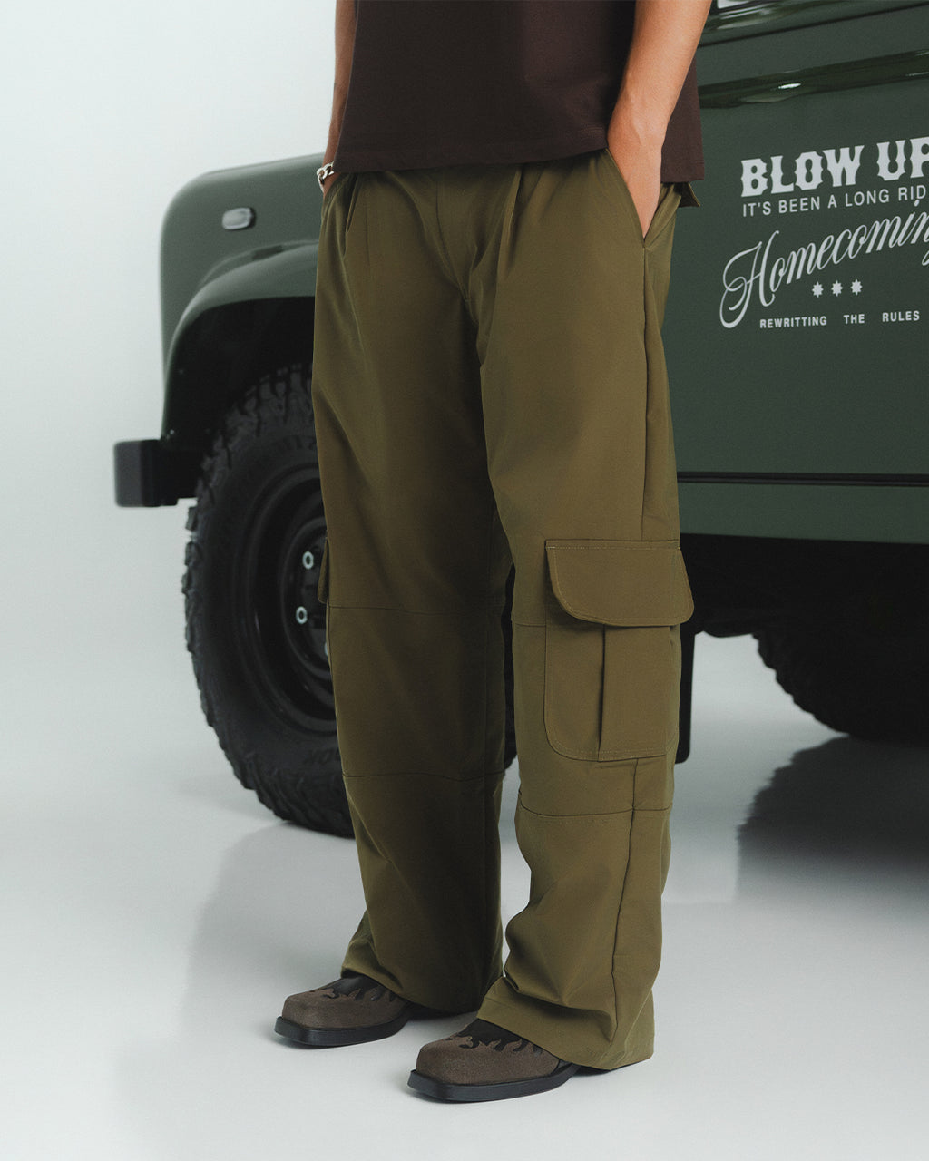 Blow Up Pants Western Olive Wide