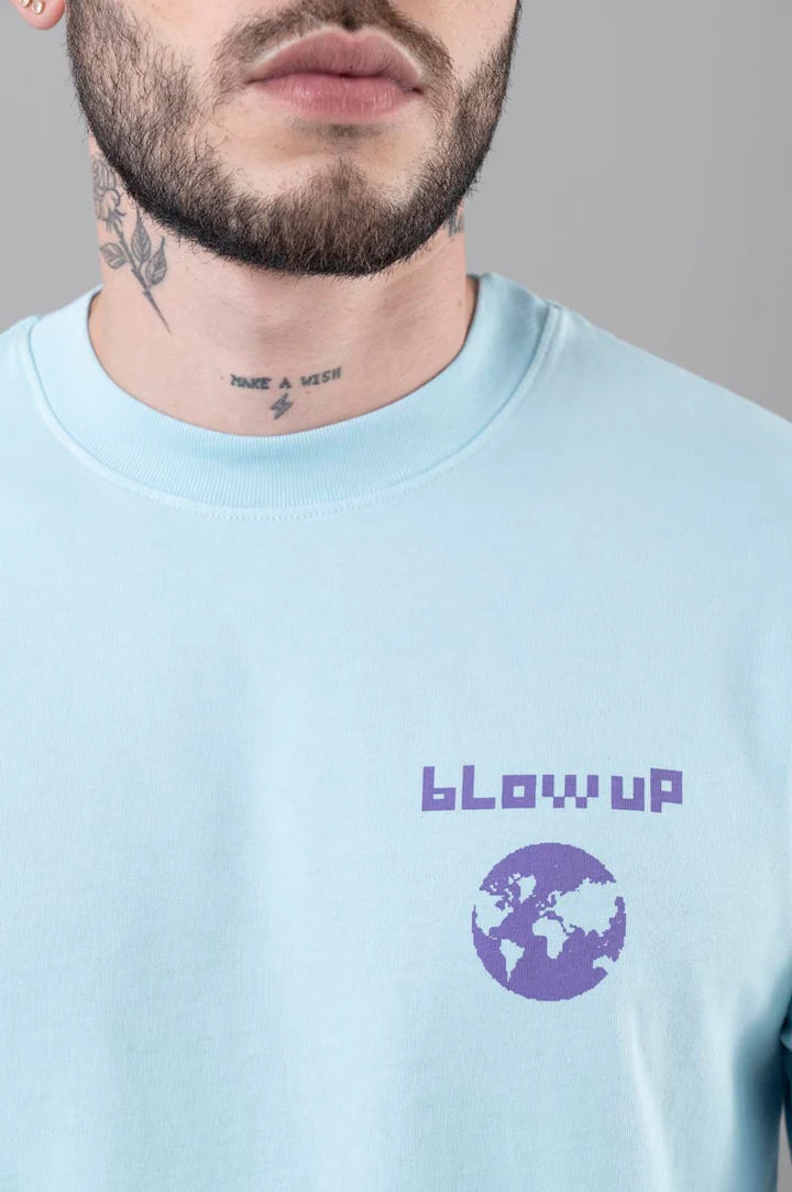 T-Shirt Blow Up Slim Fit Azul Pixels