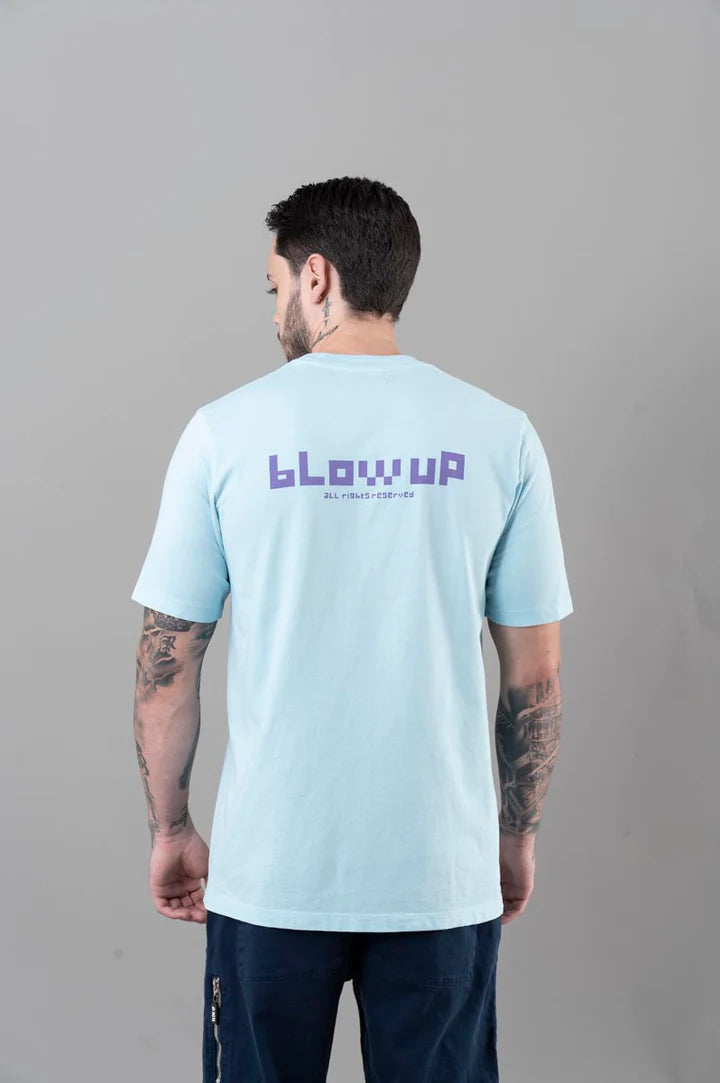 T-Shirt Blow Up Slim Fit Azul Pixels